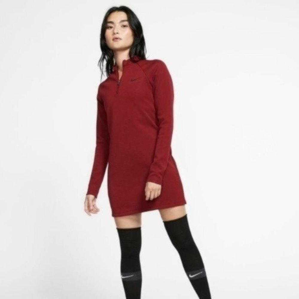 Nike Python Mini Dress Red Long Sleeve Size Medium New